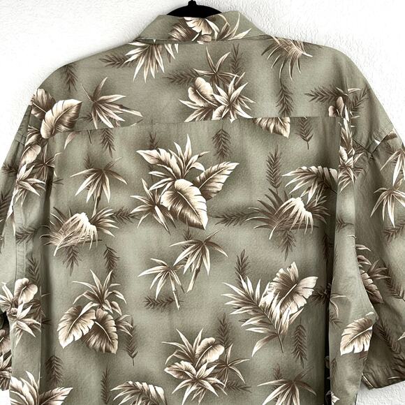 Batik Bay Green Hawaiian Leaf Print Cotton Button Front Short Sleeve Shirt XXL - Picture 9 of 13